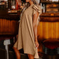 Dames casual V-hals jurk met ruches en plooien