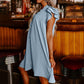 Dames casual V-hals jurk met ruches en plooien