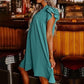 Dames casual V-hals jurk met ruches en plooien