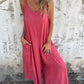 Casual dames-jumpsuit van katoen-linnenmix met zakken en verstelbare bandjes