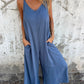 Casual dames-jumpsuit van katoen-linnenmix met zakken en verstelbare bandjes