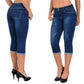 Capri-jeans met gescheurde opgerolde zoom
