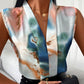 Trendy V-hals top met print en mouwloos model voor dames