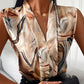 Trendy V-hals top met print en mouwloos model voor dames