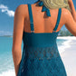 🏖️Hot Sale 50% korting💕 Dames tweedelig badpak: top met V-hals en kanten afwerking + boyshorts