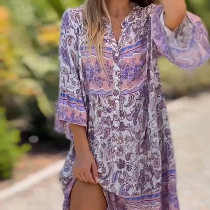 🎁2026 Nieuw binnen 50% KORTING💥🔥🔥✨Dames Floral V-halsjurk