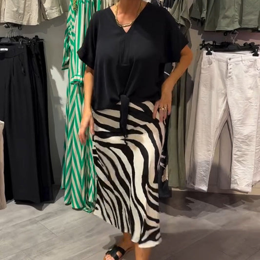 🎁2026 Nieuw binnen 50% KORTING💥✨VCasual dames blouse met knopen en midirok