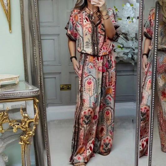 🎁2026 Nieuw binnen 50% KORTING💥Coole set - print top + chill wijdpijpbroek