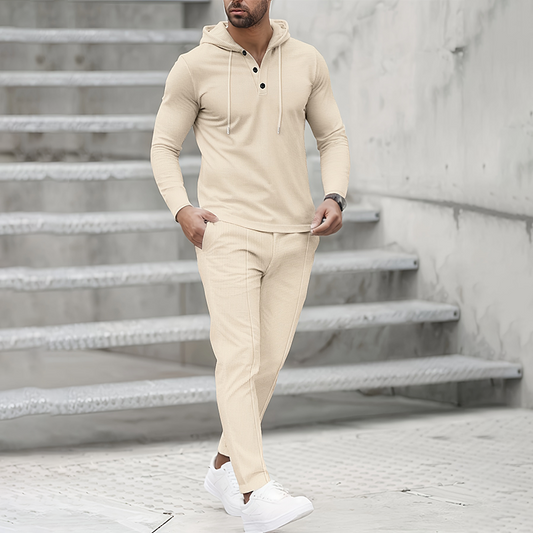 🎁2026 Nieuw binnen 50% KORTING💥Heren effen kleur hoodie trainingspak 2-delige set