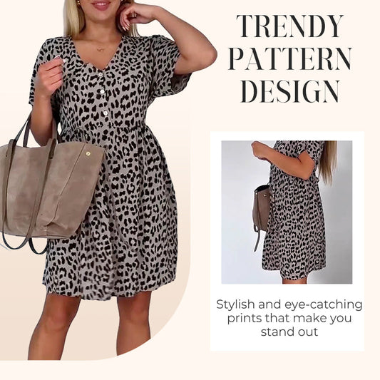 🎁2026 Nieuw binnen 50% KORTING💥Casual V-hals Jurk met Korte Mouwen voor Dames