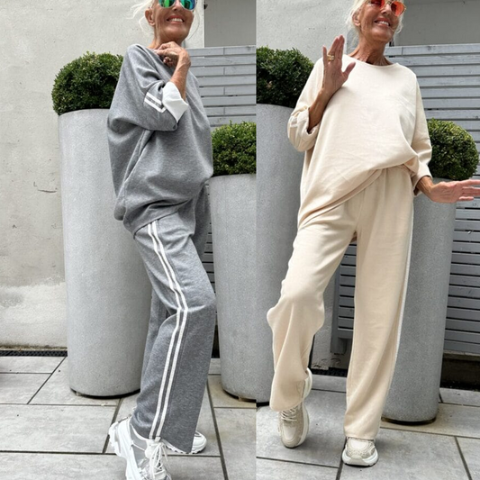 🎁2026 Nieuw binnen 50% KORTING💥Dames casual gestreepte tops ＆ brede pijpen 2-delige set