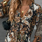 🎁2026 Nieuw binnen 50% KORTING💥🔥Elegante V-hals jurk met lange mouwen en print 👗 – Flatteus voor lente-theekransjes/date nights