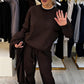 Damesmode Top met ronde hals & broek 2-delige set