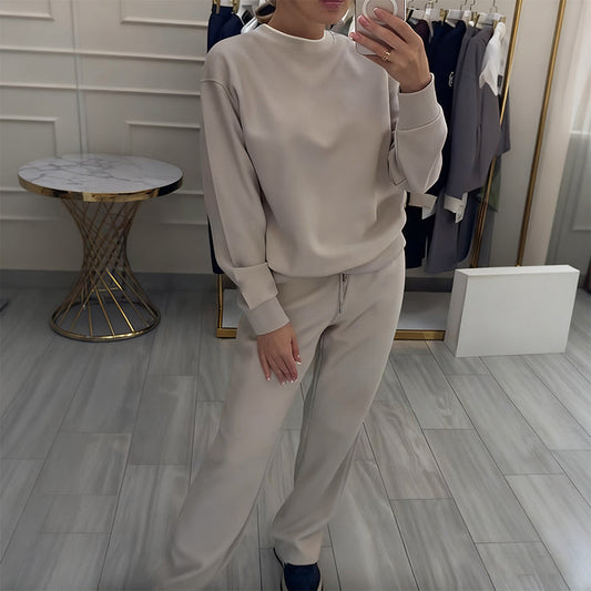 Damesmode Top met ronde hals & broek 2-delige set