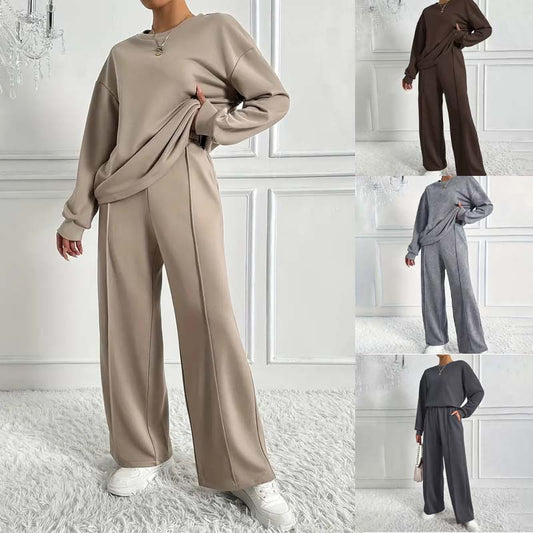 🔥 2026 Limited Deal – 50% KORTING 🔥 Dames Knusse 2-Delige Set | Comfortabele Lange Mouwen Top & Relaxed Broek – Moeiteloos Stijlvol