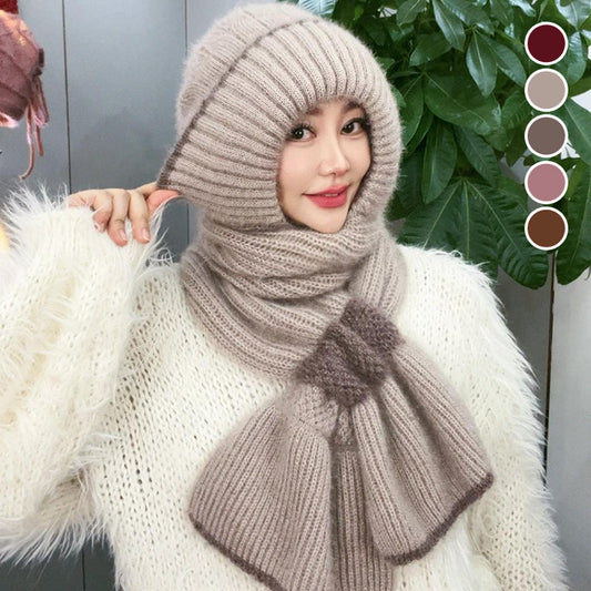 ❄️👩 Geïntegreerde Winddichte Muts Sjaal voor Dames – Warm Gebreid Ontwerp, Oorbescherming & Meerdere Kleuren (Veelzijdig voor Winteractiviteiten)!