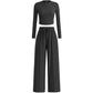 Crop top en rechte broek Tweedelige loungeset
