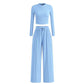 Crop top en rechte broek Tweedelige loungeset