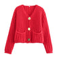 💖Korte, grof gebreide cardigans met knopen voor dames