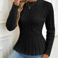 Dames trui met dikke steken, ronde hals en peplum