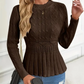 Dames trui met dikke steken, ronde hals en peplum