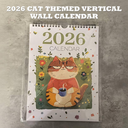 Verticale muurkalender 2026 met kattenthema
