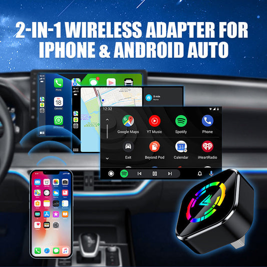 🔥 50 % korting ! 2-in-1 Draadloze Adapter voor iPhone & Android Auto – Plug & Play, Bluetooth 5.0 & Split-Screen 📱🚗