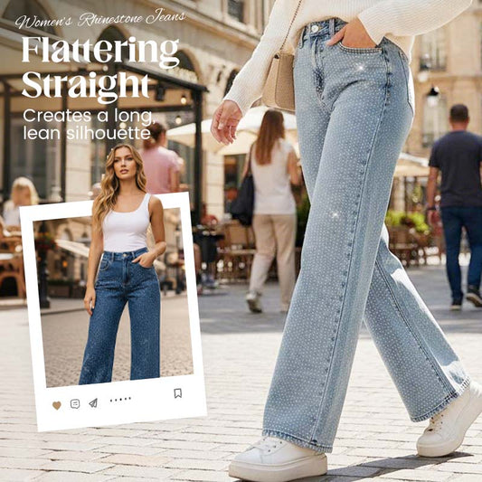 ⏳Tijdelijk 50% korting⏰Stijlvolle damesjeans met strasssteentjes💎👖