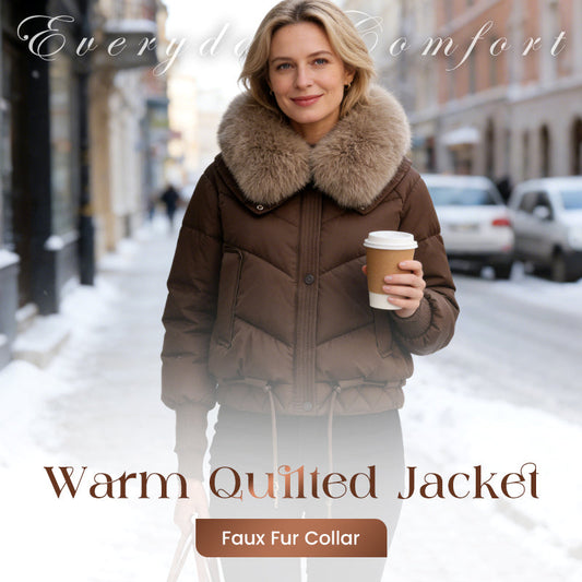 🔥Nieuw binnen 50% KORTING🎁Warme gewatteerde damesjas met kraag van imitatiebont