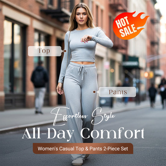 Casual top en broek voor dames, 2-delige set