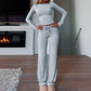 Casual top en broek voor dames, 2-delige set
