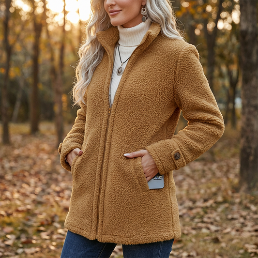 📣 NU 50% KORTING! 📣 Damesjas met opstaande kraag en zakken