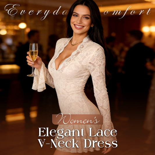 🎁2026 New Arrivals 50% OFF💥Elegante kanten jurk met V-hals en ruches
