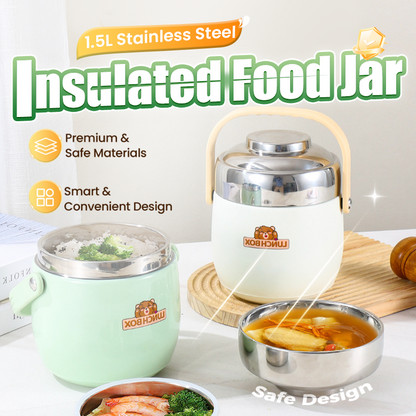🎁2026 Nieuw binnen 50% KORTING💥1,5 liter roestvrijstalen vacuüm geïsoleerde voedselcontainer