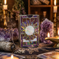 🔮✨Mystieke iriserende tarotkaartendoos – Handgemaakte doos van gekleurd glas met glinsterende regenboogafwerking en een speciaal kijkvenster! 🌈🔮