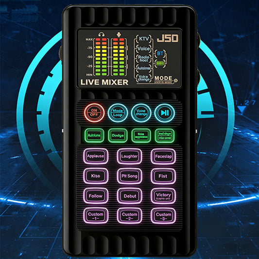 🎉Nieuwjaars Cadeau 50% KORTING!🎤Draagbare Handheld Live Geluidskaart (Stemvervormer): Multifunctie Effecten + Ruisonderdrukking – Stream Overal!