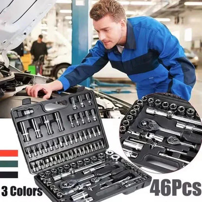 🎉Nieuwjaars Cadeau 50% KORTING!🔧 PowerTool Max 46™ – 46-Delige Steeksleutel Set: Jouw Draagbare Werkplaats in Één Koffer!
