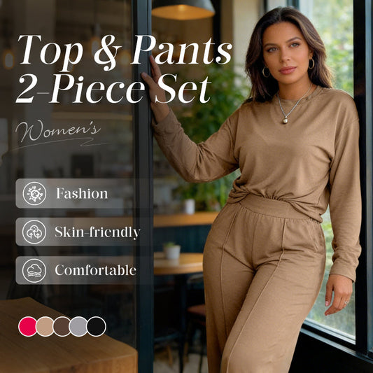 🎁2026 Nieuw binnen 50% KORTING💥Dames Lange Mouw Top en Wijde Broek 2-Delige Set