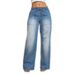 🥰👖Damesjeans met trekkoord in de taille en wijde pijpen