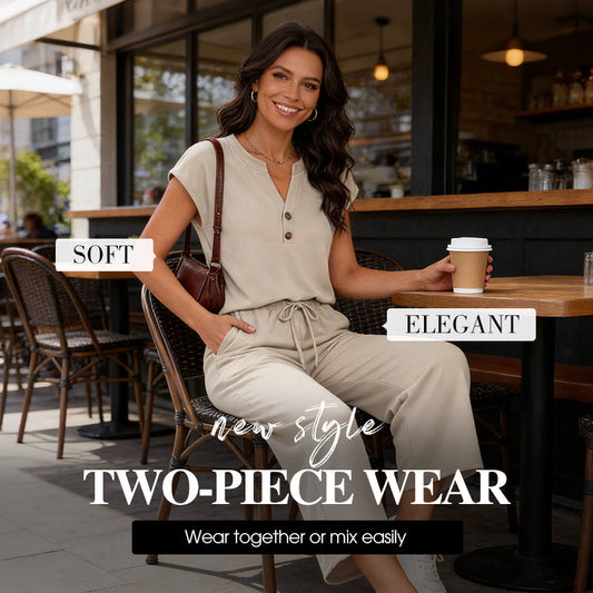 🎁2026 Nieuw binnen 50% KORTING💥Outfit met top met korte mouwen en wijde broek