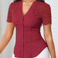 🌼LAATSTE DAG AANBIEDING - 50% KORTING👚Dames blouse met V-hals, kanten mouwen en knoopsluiting