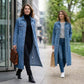 📢📢50% KORTING !!!⏰Casual lange denimjas met knopen voor dames