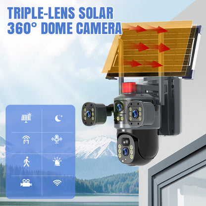 🎁2026 Nieuw binnen 50% KORTING💥Drie-lens Zonne-energie 360° Domecamera