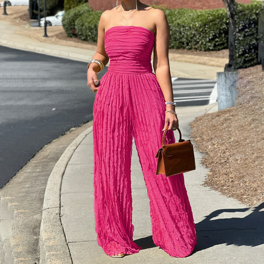 🎁2026 Nieuw binnen 50% KORTING💥🔥🎁Strapless jumpsuit met wijde pijpen en kreukels
