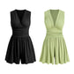 👗Women's Sleeveless V-Neck Ruched Waist Romper