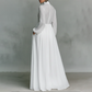 🎁2026 Nieuw binnen 50% KORTING💥Elegante witte maxi-jurk met plooien en hoge hals