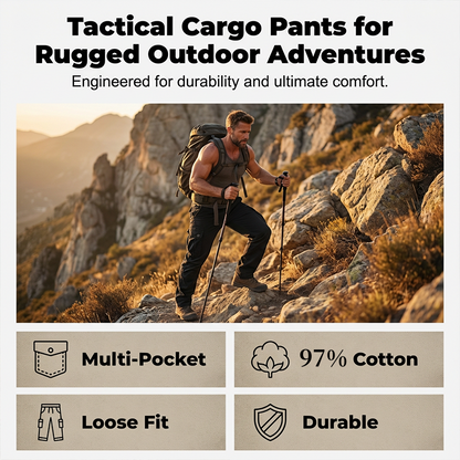 👖 NU 50% KORTING! 🛠️ Tactische cargobroek voor heren van katoen – Meerdere zakken, verstevigde constructie en verstelbare taille 🔧