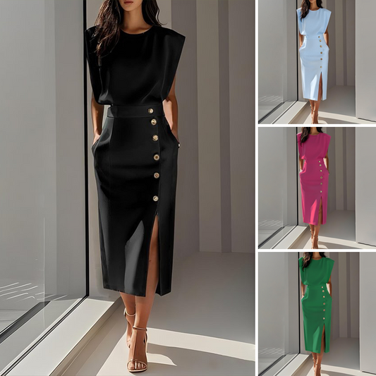 🎁2026 Nieuw binnen 50% KORTING💥Elegante Dames Midi-jurk met Split