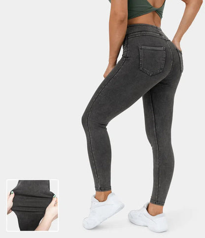 🎁2026 Nieuw binnen 50% KORTING💥Legging van stretchdenim met hoge taille en achterzakken