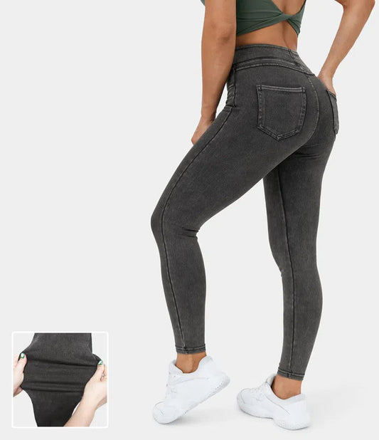 🎁2026 Nieuw binnen 50% KORTING💥Legging van stretchdenim met hoge taille en achterzakken